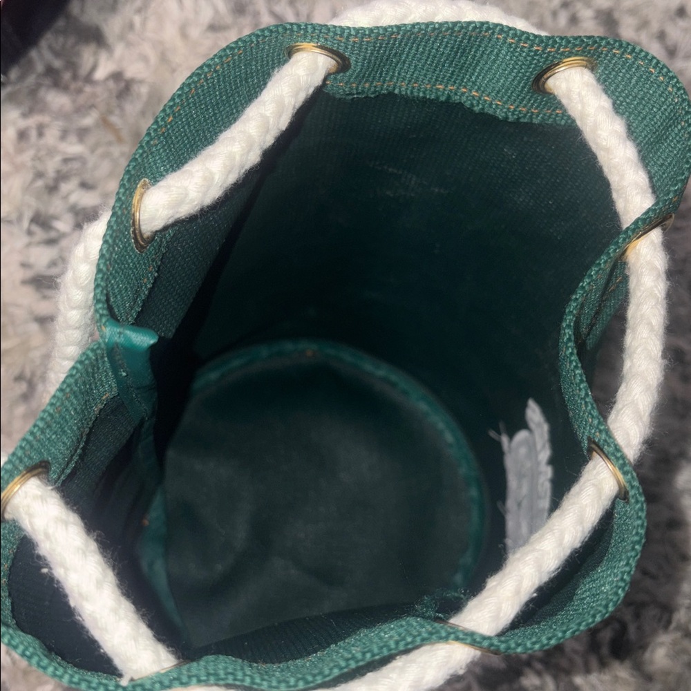 HERMES eau de cologne pouch novelty nylon canvas green drawstring unisex - Picture 6 of 7